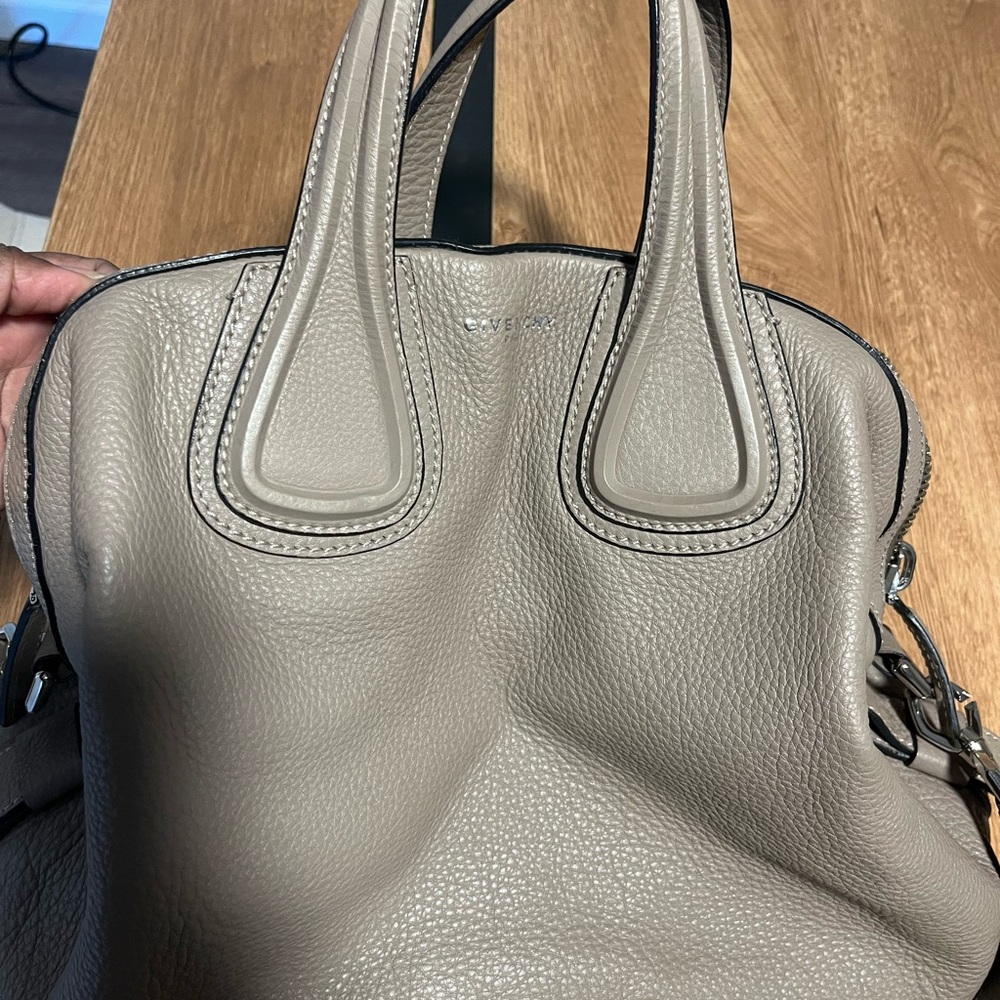 Givenchy Tan Leather Tote with Pebbled Texture and Slouchy Design